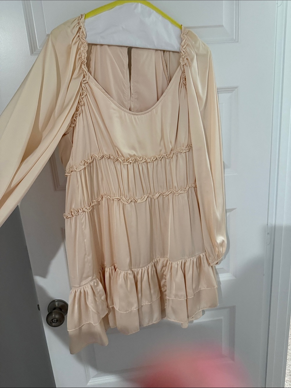 Light Peach Ruffle Long-Sleeve Women’s Top